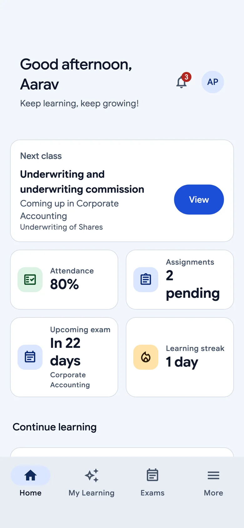 Student app home